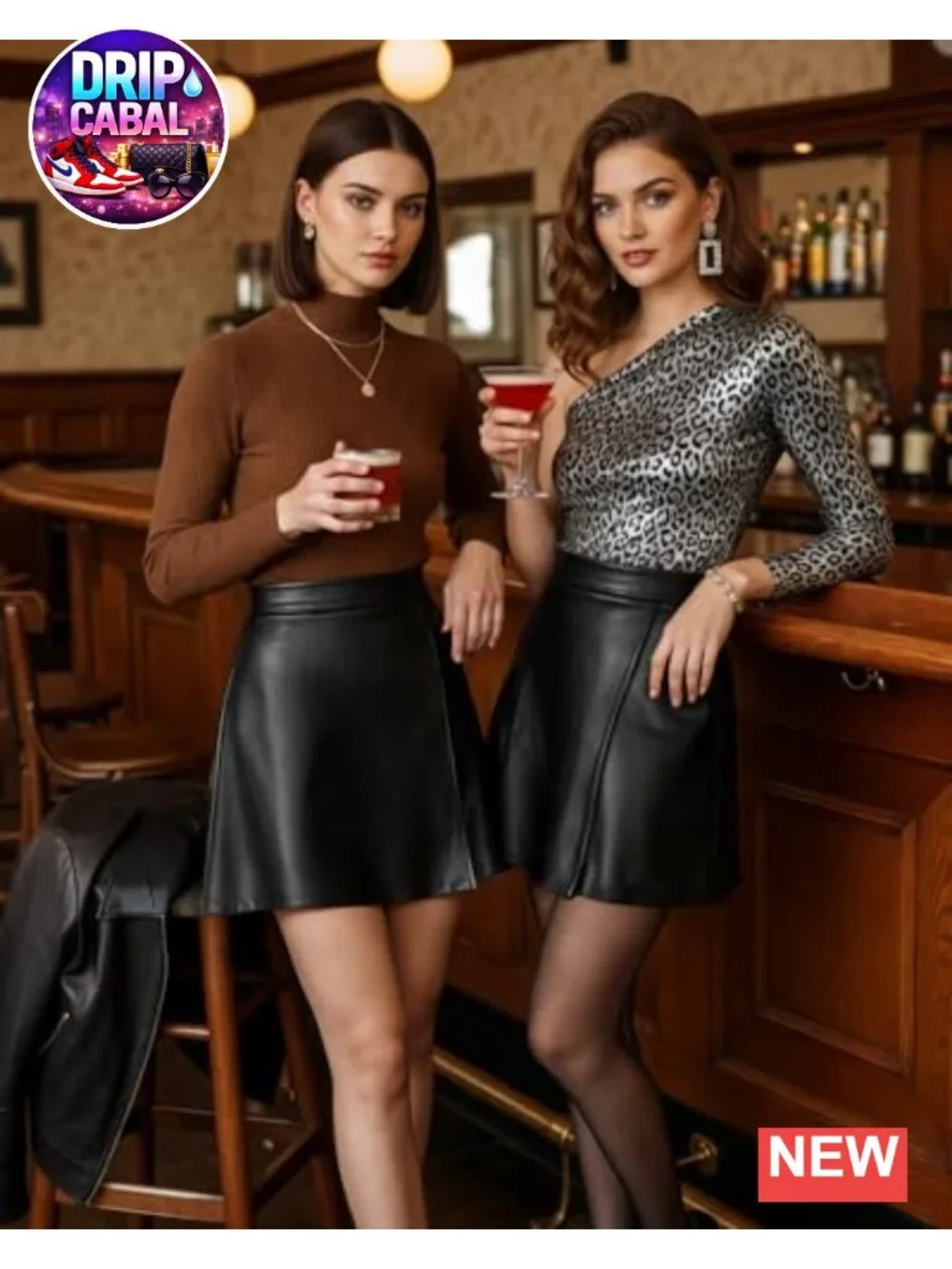 Faux Leather High Waist A-Line Mini Skirt with Side Zipper